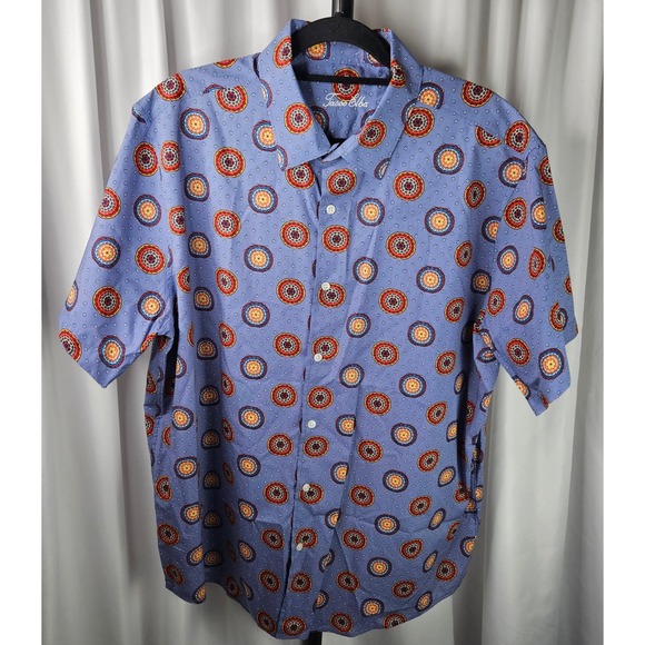 Men's Tasso Elba Button‎ Up Shirt Medallion Print Short Sleeve Fun Casual Sz XXL - Picture 1 of 5